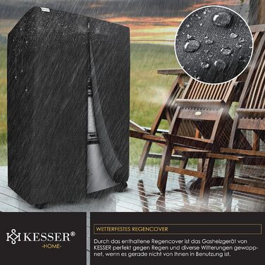 Газовий обігрівач KESSER® 4200W з керамічним пальником, регулятором тиску газу, шлангом та захисним чохлом. Підходить для балонів бутан/пропан до 15 кг.