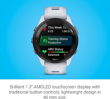 Garmin Forerunner 265 чорний/світло-сірий (46 мм, Whitestone та Tidal Blue)