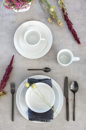 MÄSER 993650 Barca Breakfast Dish Set for 6 People, 18-Piece Set, Porcelain, White Breakfast Set 18-Piece 6 Person