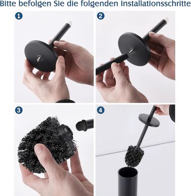 Набір для чищення унітазу Fiisayl: щітка та тримач з нержавіючої сталі, чорний колір