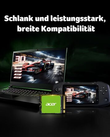 SSD Acer MA200 Gen4 1TB PCIe 4.0 NVMe M.2 2280 - Швидкість до 7200 МБ/с, HMB, SLC, для ПК, ноутбука, PS5