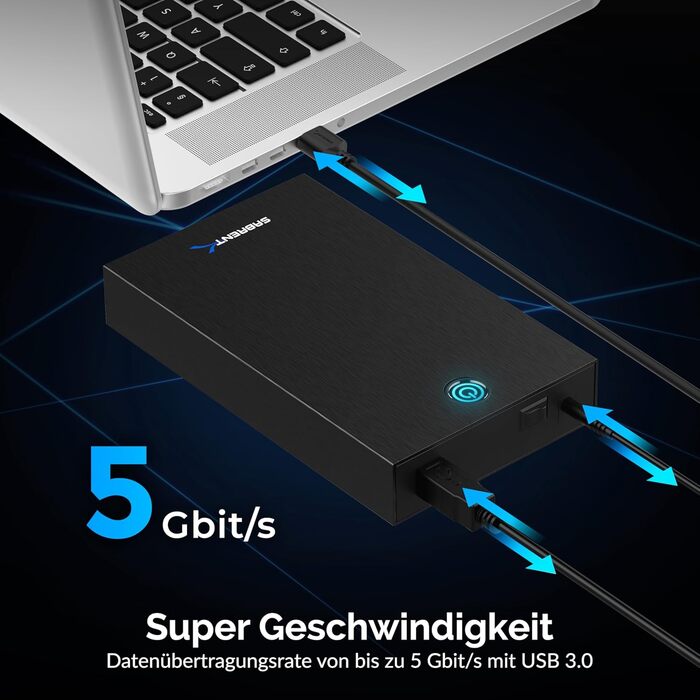 Корпус для жорсткого диска/док-станція Sabrent для 2.5' та 3.5' SATA HDD/SSD – USB 3.0, 5 Gbps, без інструментів, LED, Plug & Play (EC-KSL3)