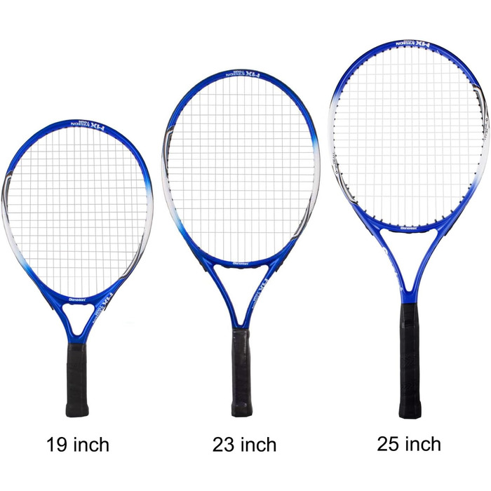 Senston Tennis Racket 19/23/25 Inch One-Piece Design with Carry Bag, Overgrip & Vibration Dampener (Blue)