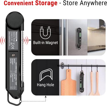 ThermoPro Twin TempSpike Бездротовий термометр для м'яса з Bluetooth, 150м, для гриля, духовки, ротисерії, безпечний у посудомийній машині (Помаранчевий)