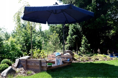 Садова парасолька з боковим стійкою Funfit Garden, синя, 350 x 250 см