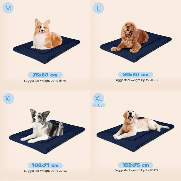 Крісло-лежанка для собак великих порід Baodan, 106x71 см, водонепроникне, з антиковзною основою, XL, Marineblau