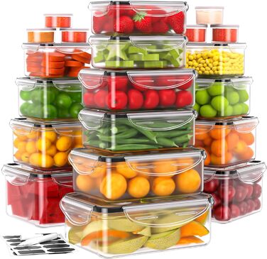 Набір контейнерів для зберігання продуктів 40 шт. з кришками, витіканнями, BPA-free, для кухні