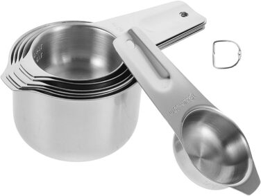 Amosfun 3-Piece Measuring Spoon Set Baking Utensils Adjustable Bowl Holder Clip Shot Glass Measuring Cup Spice Measuring Spoon Cooking Spoon Teacup Measuring Cup Measuring Cup for Measuring Stainless Steel Silver