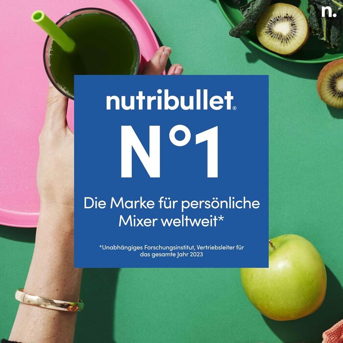 NutriBullet Pro, 900 Watt power, Easy and quick to use, Compact, Easy to clean, With 700 ml cup, Smoothie mixer, Smoothie maker, Electric mixer, NB904CP Champagne Base Kit