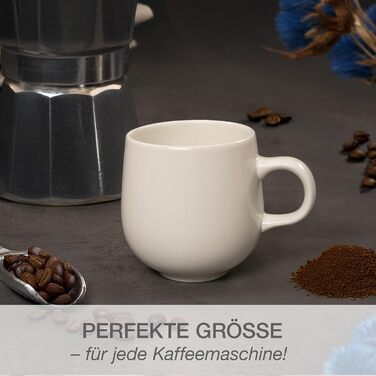 Набір кавових чашок Moritz & Moritz ALHAMBRA, 6 шт., кремовий колір, 380 мл, порцеляна. Стильний дизайн з ручкою, для кави, чаю, капучино