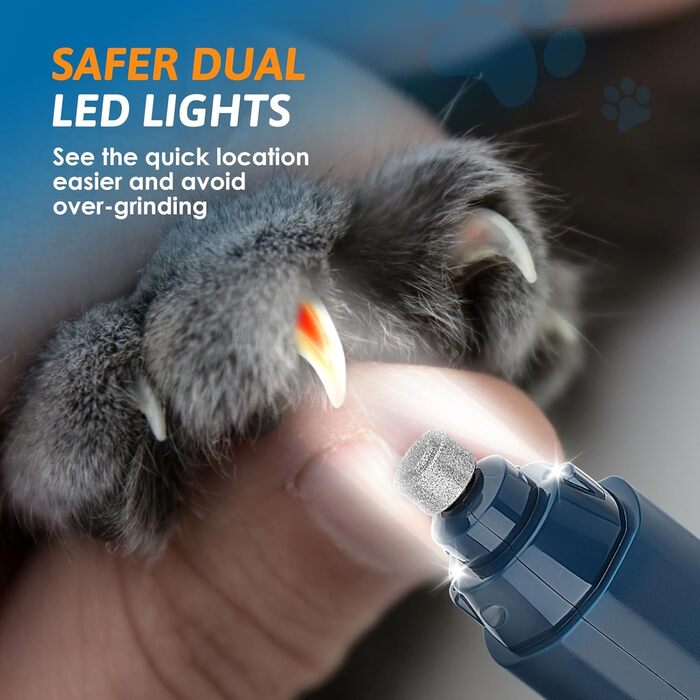 Шліфувальник та ножиці для обрізання кігтів собак, 5-ступеневий шліфувальник для собак з 2 LED-підсвітками. Підходить для великих, середніх та маленьких собак та котів