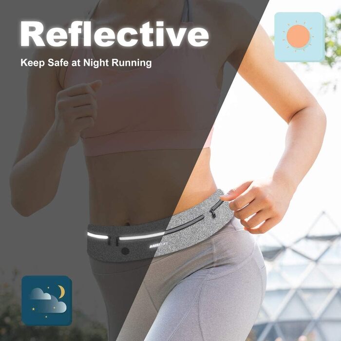 Сумка на пояс Haissky для бігу та спорту: чорна/сіра, для телефону до 6.9 дюймів