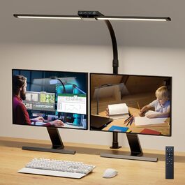 Світлодіодна лампа VUENICEE для столу з регулюванням яскравості та пультом дистанційного керування, 20W, кріплення-прищіпка, офісна лампа, 5 режимів кольору та яскравості, гнусий 