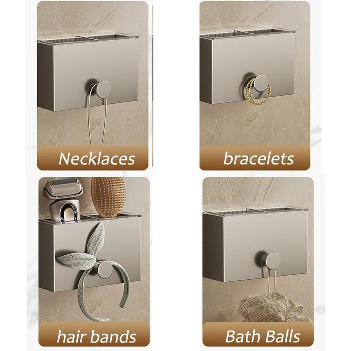 Adhesive Toothbrush Holder, No Drilling Required, Wall Mount, Bathroom Shelf, Organizer, Waterproof, Bathroom Storage Rack for Bathroom, Kitchen (2 Pack)