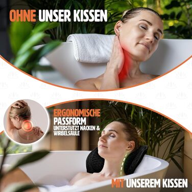 Bath Pillow – [TESTED QUALITY] - includes 6 extra strong suction cups – bath cushion with ergonomic fit for neck and back – high-quality neck pillow – [INCLUDES extra carrying bag]