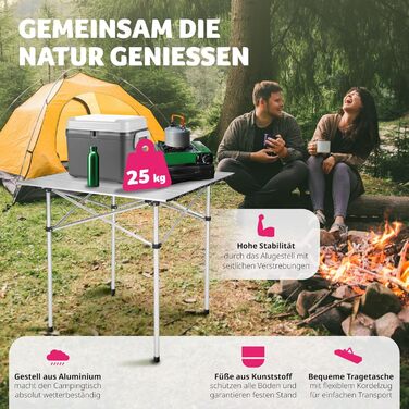 Складний алюмінієвий стіл Tectake для кемпінгу, саду та тераси 70x70x70 см (Модель 401169)