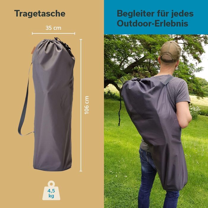 Крісло-трансформер Skandika Moonchair XL/Mala: зручне складне крісло з міцним сталевим каркасом для дому, саду, балкону та подорожей (сірий)