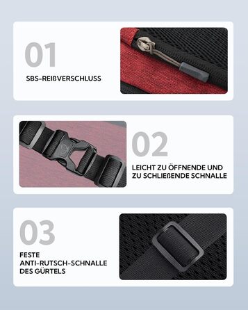 WATERFLY Поясна сумка на пояс для чоловіків та жінок: спортивна сумка на талію, поясна фанка, для подорожей, прогулянок з собакою, активного відпочинку (Тьмяно-червоний)