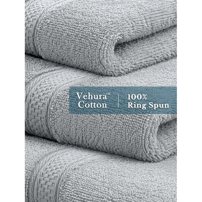 Набір банних рушників Utopia Towels (4 шт.), 69 x 137 см, 100% бавовна, гігроскопічні м'які рушники для душу з петлею для підвішування, колір: світло-сірий