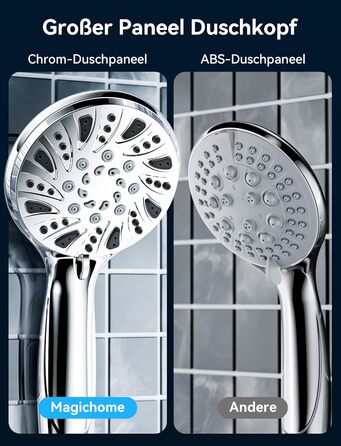 Насадка для душу Magichome з шлангом 2м, високого тиску, 5 режимів розпилення, турбо-дизайн, економна водозбереження, ручна лійка для душу з низьким тиском води (срібна з шлангом)