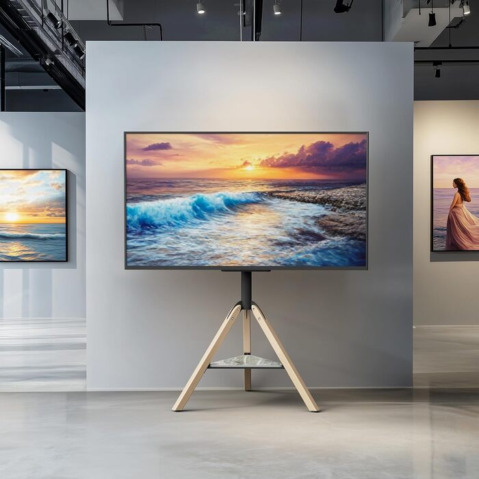 Підставка для телевізора Vanconwey Boden-TV-Ständer для LED/LCD екранів 40-75 дюймів, кутова, поворотна, з полицею з синтетичного каменю, VESA 600x400mm, до 40 кг