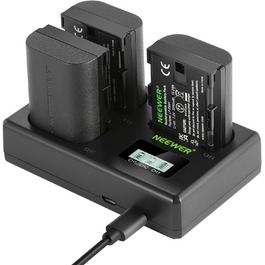 NEEWER LP-E6NH: Запасний акумулятор та зарядний пристрій USB, комплект 3 шт., 2250mAh для Canon EOS R7, R5, R6, R6 II, R, 5DIV, 6DII, 7DII, 80D, 90D