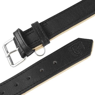 Riparo Genuine Leather Adjustable Dog Collar with Additional Reinforcement (XL: 4.5CM Wide for 53.4CM - 63.5CM Neck, Black)