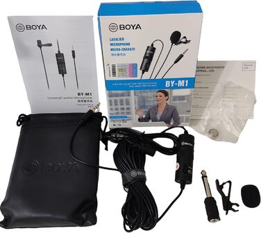 BOYA BY-M1 Металевий кліп-мікрофон 3.5mm для смартфонів, DSLR, відеокамер, аудіорекордерів та ПК (з вітрозахистом)