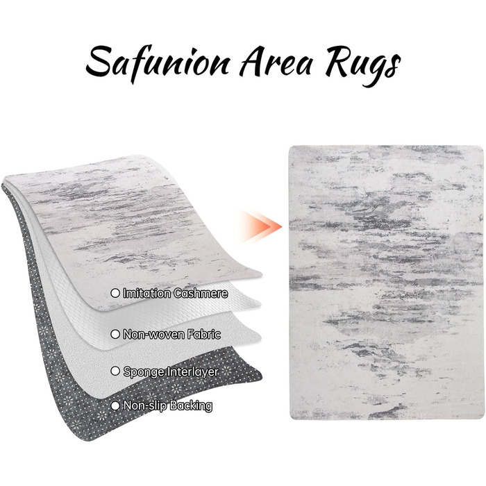 Килим Safunion для вітальні: великий сучасний абстрактний килим з коротким ворсом, м'який килим для спальні (абстрактний, слонова кістка/багатобарвний, 80 x 120 см)