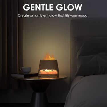 SALKING Аромадифузор з підсвічуванням та ефектом полум'я, 150 мл (дерево) | Ультразвуковий зволожувач повітря, для ефірних олій