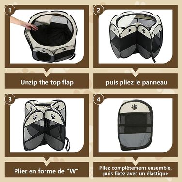 Вольєр для цуценят/кошенят, складаний, чорний, водонепроникний, портативний, з сіткою, 72x72x45 см