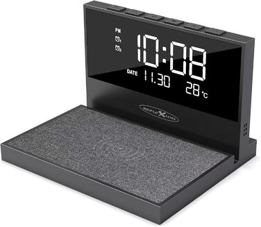 Бездротовий зарядний пристрій Reflexion ACW2188: зарядка смартфона, будильник, нічник, USB-порт, великий дисплей