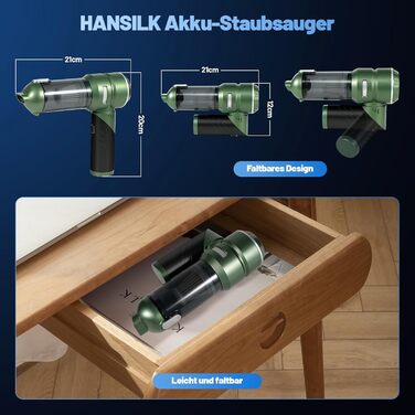 Акумуляторний пилосос HANSILK 4-в-1 бездротовий 25000PA для авто, кухні, дому, офісу: міні-пилосос з безщітковим мотором для шерсті тварин