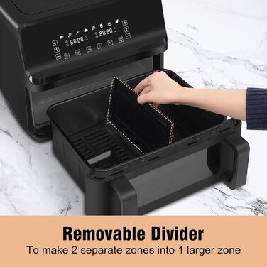 Фритюрниця повітряна LLIVEKIT з 2 камерами та вікном, 4.5л+4.5л, 9-в-1, XXL, без олії, з сенсорним екраном, таймером