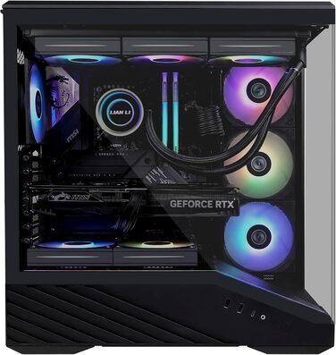 Корпус для ПК Lian Li Vector V100 чорний – ATX Midi Tower з темперованим склом, RGB-підсвічуванням, 4 x 120 мм вентилятори, підтримка радіатора 360 мм, GPU до 415 мм, сумісний з Back Connect