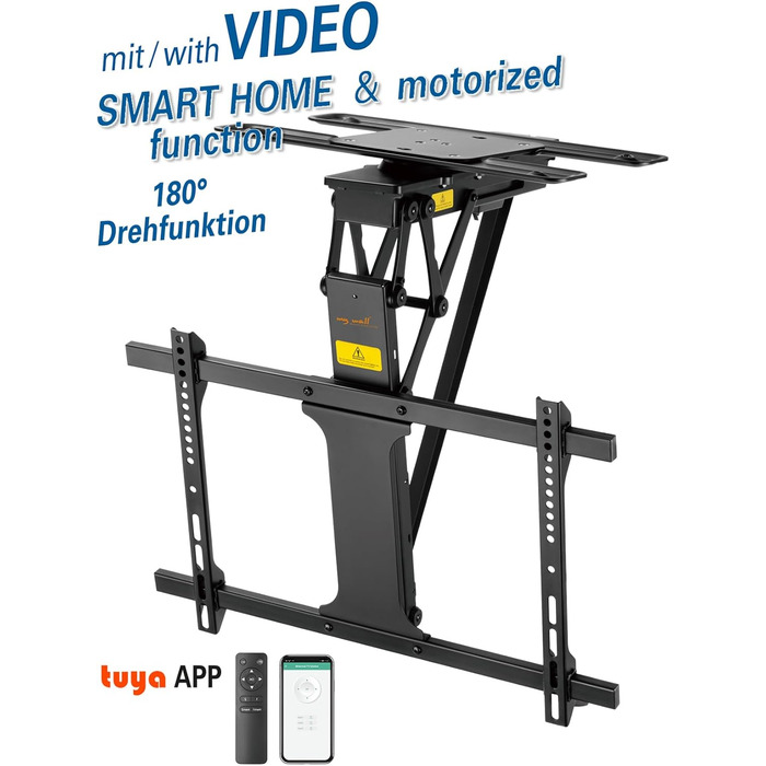 Моторизоване кріплення для телевізора на стелю HL47ML 32-75 дюймів, чорне, з поворотним механізмом 180° та Smart Home управлінням (до 35 кг)