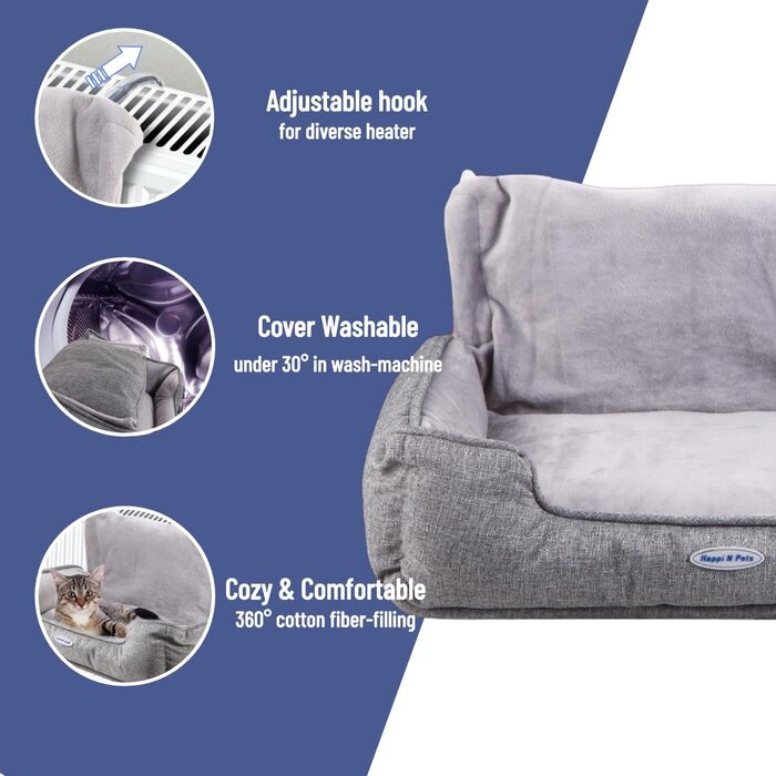 Килимок для котів на батарею Happi N Pets, сірий, 55 x 34 x 27 см