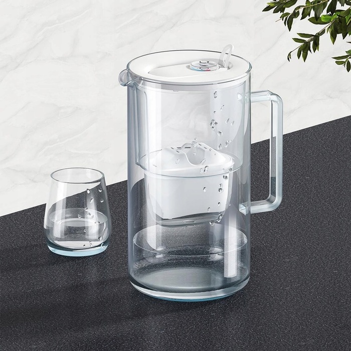 Скляний фільтр-кувшин Aquaphor Glass, білий + 4 фільтри Maxfor (1+3)