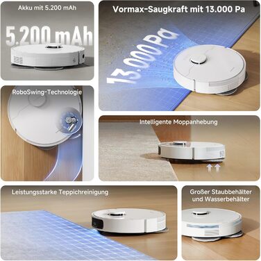 Робот-пилосос Dreame L10s Pro Gen3: потужність 13000 Pa, DuoBrush для шерсті тварин, суха та волога прибирання, LDS-навігація, 5200 mAh