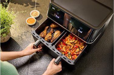 Фритюрниця електрична Braun TwinCook 3 TD3030IBK 10л (8л + 2л) з двома камерами, 8 програм, чорна, без PFAS