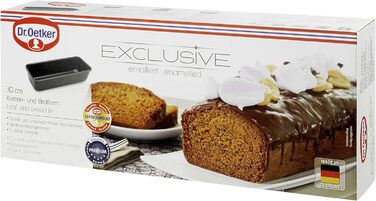 Dr. Oetker Kastenform 30 cm EXCLUSIVE, cake tin for juicy cakes and hearty breads, loaf tin with enamel sealing (color: Grey-Brown/Crème), quantity: 1 piece
