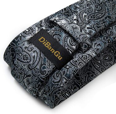 Мужской шелковый галстук і нагрудний платок DiBanGu: набір для формального стилю (чорний, сірий)