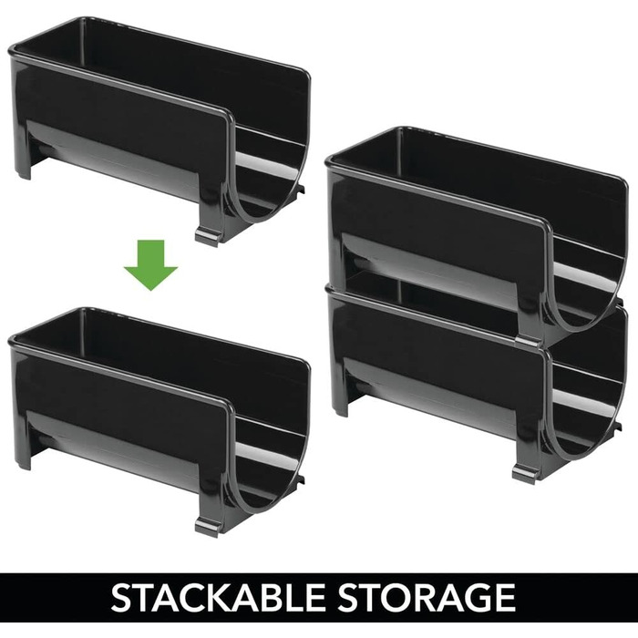 mDesign Modern Bottle Holder (8 Pack) – Stackable Bottle Rack for Water Bottles and Drinking Bottles – Wine Bottle Holder for Kitchen or Pantry – Black