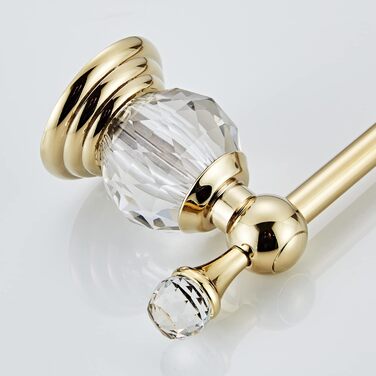 Golden Bathroom Toothbrush Holder, Gold Crystals, Bathroom Hardware (Towel Bar, Bright Gold)