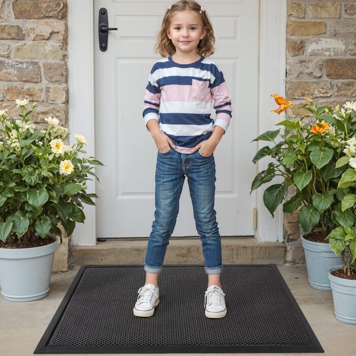 Дексі килимок для дому та вулиці 43 x 76 см, антиковзкий, водонепроникний, міцний, сірий