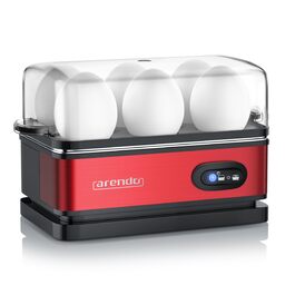 Електричний яйцеварка Arendo з нержавіючої сталі з підігрівом, регулюванням ступеня готовності та індикатором, червоний