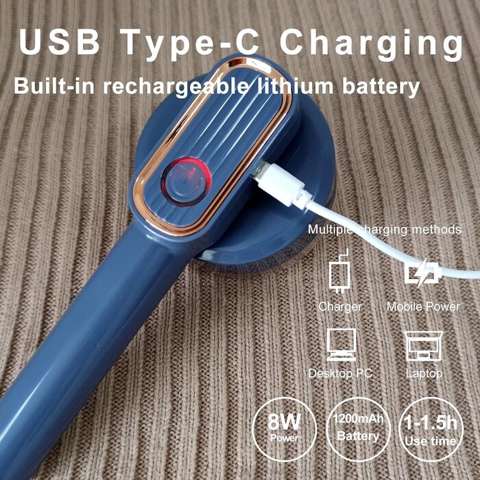 Електричний видалення ворсу для одягу: пристрій для видалення ворсу, USB-зарядка, 2 змінні насадки (Блакитний)