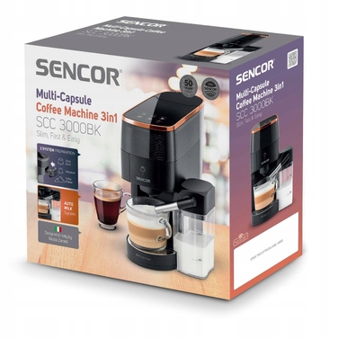 Капсульна кавомашина Sencor SCC 3000BK, 19 бар, чорна