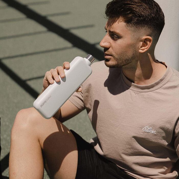 Пляшка для води memobottle з нержавіючої сталі (білий колір), преміум-якість, міцна, герметична, BPA-free, для спорту, подорожей, сучасного стилю