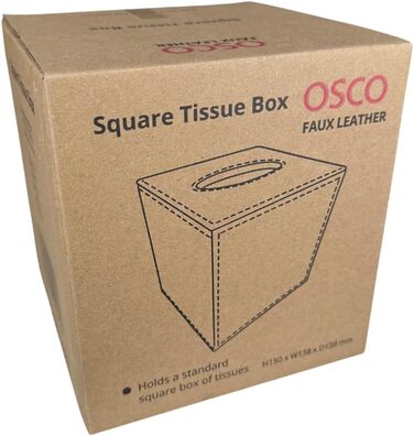 OSCO коробка для серветок з екошкіри, квадратна, сіра, 138x138x150 мм, для дому та офісу
